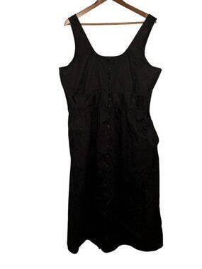 Alfani Womens Black Sleeveless Button-Front Mid-Length Dress With Pockets XL